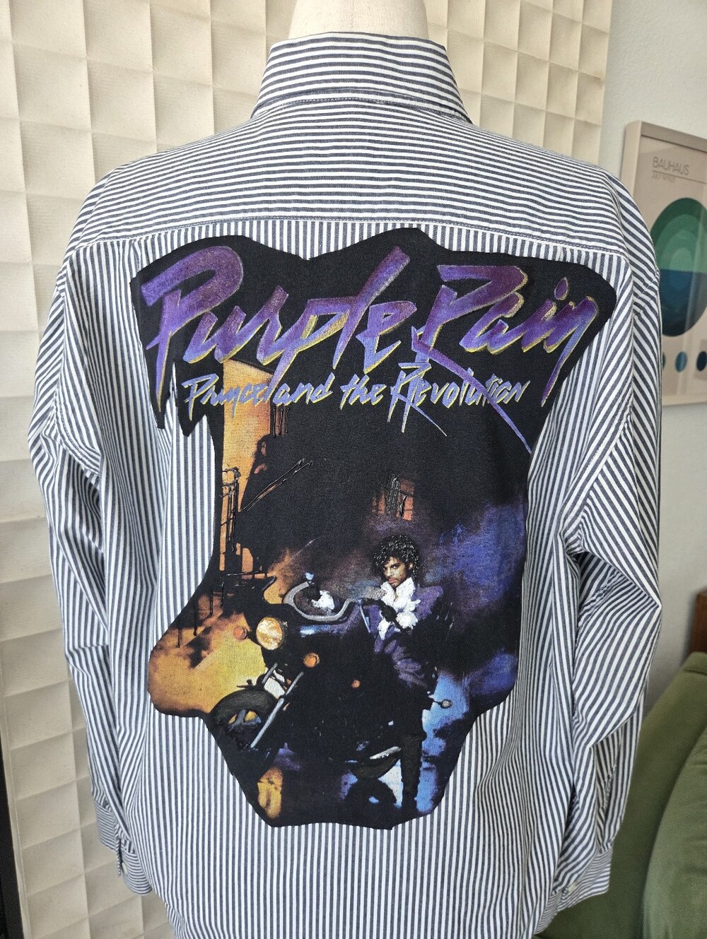 Prince Purple Rain Upcycled Reworked IZOD Button-down Shirt Men's Unisex Medium